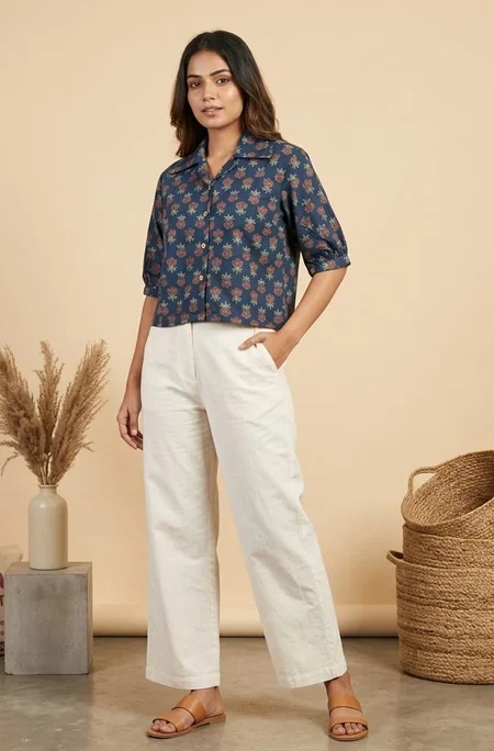 K 960 New Colors By Naisha Cotton Printed Crop Shirt

